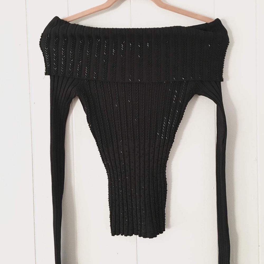 Black cache off the shoulder top